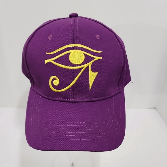 Purple Baseball Cap NWOT Egyptian Yellow Eye of Horus Embroidery Adjustable O/S - Picture 1 of 7